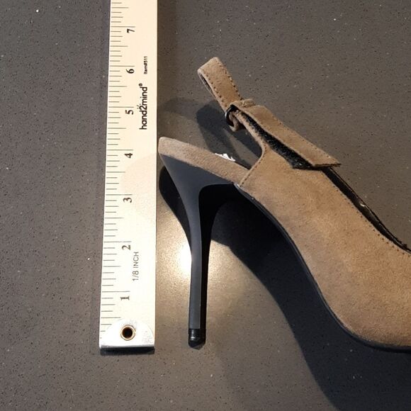 NEW Bershka 37 Brown Pointy Toe Slingback Heels - Picture 9 of 11